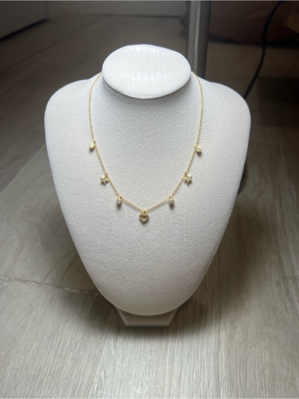 Topaz & Ruby Gold-Tone Heart & Star Charm Necklace